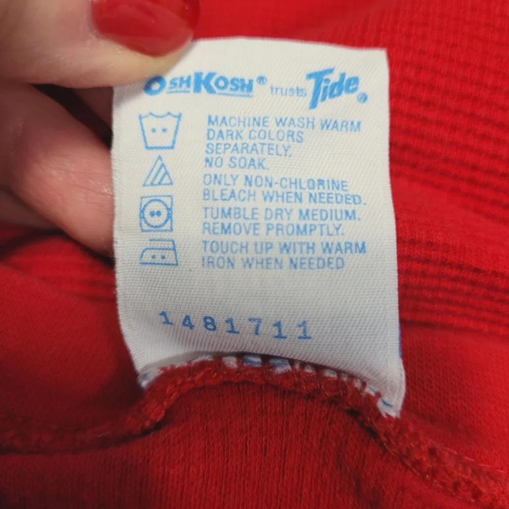 Vintage OshKosh B'Gosh 1990s red long sleeved Baby B'Gosh bodysuit onesie